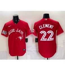 Men Toronto Blue Jays 22 Ernie Clement Red 50 Seasons Patch Stitched Baseball Jersey Men Toronto Blue Jays 22 Ernie Clement Red 50 Seasons Patch Stitched Baseball Jersey