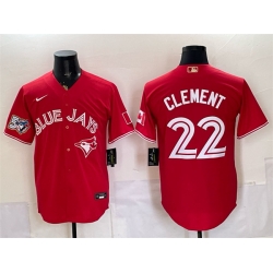 Men Toronto Blue Jays  22 Ernie Clement Red 50 Seasons Patch Stitched Baseball Jersey
