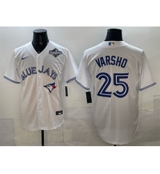 Men Toronto Blue Jays 25 Daulton Varsho White 2025 World Series Home Cool Base Stitched Baseball Jersey Men Toronto Blue Jays 25 Daulton Varsho White 2025 World Series Home Cool Base Stitched Baseball Jersey