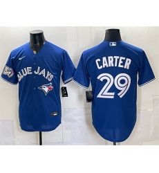 Men Toronto Blue Jays 29 Joe Carter Royal 50 Seasons Patch Stitched Baseball Jersey Men Toronto Blue Jays 29 Joe Carter Royal 50 Seasons Patch Stitched Baseball Jersey
