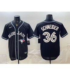 Men Toronto Blue Jays 36 Davis Schneider 2026 Fashion Replica Black Out Stitched Baseball Jersey Men Toronto Blue Jays 36 Davis Schneider 2026 Fashion Replica Black Out Stitched Baseball Jersey
