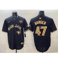 Men Toronto Blue Jays 47 Addison Barger Black Gold 2025 American League Champions Limited Stitched Baseball Jersey