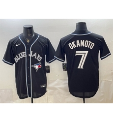 Men Toronto Blue Jays 7 Kazuma Okamoto 2026 Fashion Replica Black Out Stitched Baseball Jersey Men Toronto Blue Jays 7 Kazuma Okamoto 2026 Fashion Replica Black Out Stitched Baseball Jersey