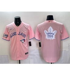 Men Toronto Blue Jays Leafs With White Leafs Logo Pink 50 Seasons Patch Stitched Baseball Jersey Men Toronto Blue Jays Leafs With White Leafs Logo Pink 50 Seasons Patch Stitched Baseball Jersey