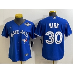 Women Toronto Blue Jays 30 Alejandro Kirk Royal 2025 World Series Cool Base Stitched Baseball Jersey 