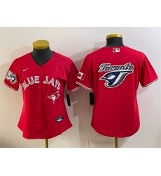 Women Toronto Blue Jays Team Big Logo Red 50 Seasons Patch Stitched Baseball Jersey Women Toronto Blue Jays Team Big Logo Red 50 Seasons Patch Stitched Baseball Jersey