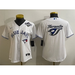 Women Toronto Blue Jays Team Big Logo White 2025 World Series Cool Base Stitched Baseball Jersey 