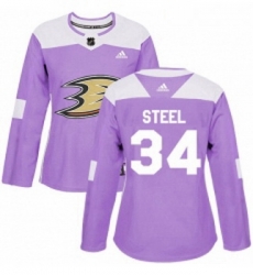 Womens Adidas Anaheim Ducks 34 Sam Steel Authentic Purple Fights Cancer Practice NHL Jersey Womens Adidas Anaheim Ducks 34 Sam Steel Authentic Purple Fights Cancer Practice NHL Jersey