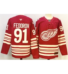 Men Detroit Red Wings 91 Sergei Fedorov Red 2025 26 Centennial Premium Stitched Hockey Jersey Men Detroit Red Wings 91 Sergei Fedorov Red 2025 26 Centennial Premium Stitched Hockey Jersey