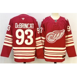 Men Detroit Red Wings 93 Alex DeBrincat Red 2025 26 Centennial Premium Stitched Hockey Jersey