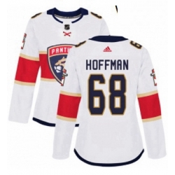 Womens Adidas Florida Panthers 68 Mike Hoffman Authentic White Away NHL Jersey 