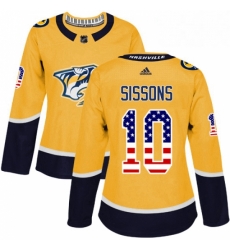 Womens Adidas Nashville Predators 10 Colton Sissons Authentic Gold USA Flag Fashion NHL Jersey Womens Adidas Nashville Predators 10 Colton Sissons Authentic Gold USA Flag Fashion NHL Jersey