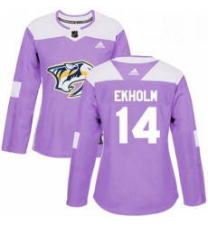 Womens Adidas Nashville Predators 14 Mattias Ekholm Authentic Purple Fights Cancer Practice NHL Jersey Womens Adidas Nashville Predators 14 Mattias Ekholm Authentic Purple Fights Cancer Practice NHL Jersey