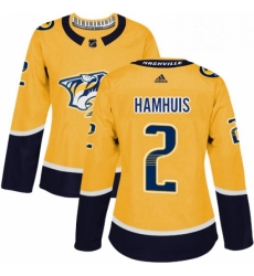Womens Adidas Nashville Predators 2 Dan Hamhuis Authentic Gold Home NHL Jersey Womens Adidas Nashville Predators 2 Dan Hamhuis Authentic Gold Home NHL Jersey