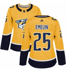 Womens Adidas Nashville Predators 25 Alexei Emelin Authentic Gold Home NHL Jersey Womens Adidas Nashville Predators 25 Alexei Emelin Authentic Gold Home NHL Jersey