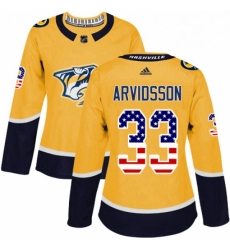 Womens Adidas Nashville Predators 33 Viktor Arvidsson Authentic Gold USA Flag Fashion NHL Jersey Womens Adidas Nashville Predators 33 Viktor Arvidsson Authentic Gold USA Flag Fashion NHL Jersey