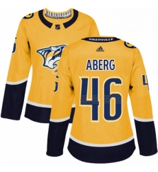 Womens Adidas Nashville Predators 46 Pontus Aberg Authentic Gold Home NHL Jersey Womens Adidas Nashville Predators 46 Pontus Aberg Authentic Gold Home NHL Jersey
