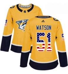 Womens Adidas Nashville Predators 51 Austin Watson Authentic Gold USA Flag Fashion NHL Jersey Womens Adidas Nashville Predators 51 Austin Watson Authentic Gold USA Flag Fashion NHL Jersey