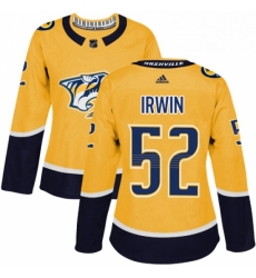Womens Adidas Nashville Predators 52 Matt Irwin Authentic Gold Home NHL Jersey Womens Adidas Nashville Predators 52 Matt Irwin Authentic Gold Home NHL Jersey