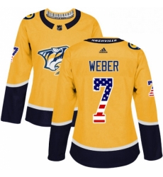 Womens Adidas Nashville Predators 7 Yannick Weber Authentic Gold USA Flag Fashion NHL Jersey Womens Adidas Nashville Predators 7 Yannick Weber Authentic Gold USA Flag Fashion NHL Jersey