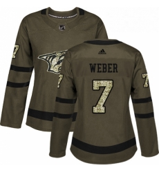 Womens Adidas Nashville Predators 7 Yannick Weber Authentic Green Salute to Service NHL Jersey Womens Adidas Nashville Predators 7 Yannick Weber Authentic Green Salute to Service NHL Jersey