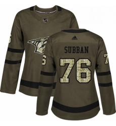 Womens Adidas Nashville Predators 76 PK Subban Authentic Green Salute to Service NHL Jersey Womens Adidas Nashville Predators 76 PK Subban Authentic Green Salute to Service NHL Jersey