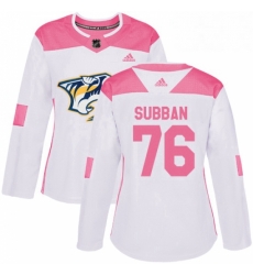 Womens Adidas Nashville Predators 76 PK Subban Authentic WhitePink Fashion NHL Jersey Womens Adidas Nashville Predators 76 PK Subban Authentic WhitePink Fashion NHL Jersey