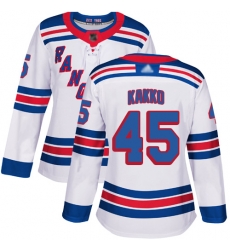 Women Rangers 45 Kaapo Kakko White Road Authentic Stitched Hockey Jersey Women Rangers 45 Kaapo Kakko White Road Authentic Stitched Hockey Jersey