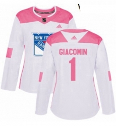Womens Adidas New York Rangers 1 Eddie Giacomin Authentic WhitePink Fashion NHL Jersey Womens Adidas New York Rangers 1 Eddie Giacomin Authentic WhitePink Fashion NHL Jersey