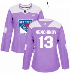 Womens Adidas New York Rangers 13 Sergei Nemchinov Authentic Purple Fights Cancer Practice NHL Jersey Womens Adidas New York Rangers 13 Sergei Nemchinov Authentic Purple Fights Cancer Practice NHL Jersey