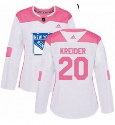Womens Adidas New York Rangers 20 Chris Kreider Authentic WhitePink Fashion NHL Jersey Womens Adidas New York Rangers 20 Chris Kreider Authentic WhitePink Fashion NHL Jersey