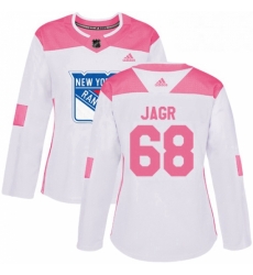 Womens Adidas New York Rangers 68 Jaromir Jagr Authentic WhitePink Fashion NHL Jersey Womens Adidas New York Rangers 68 Jaromir Jagr Authentic WhitePink Fashion NHL Jersey