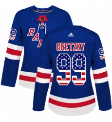 Womens Adidas New York Rangers 99 Wayne Gretzky Authentic Royal Blue USA Flag Fashion NHL Jersey Womens Adidas New York Rangers 99 Wayne Gretzky Authentic Royal Blue USA Flag Fashion NHL Jersey