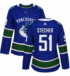 Womens Adidas Vancouver Canucks 51 Troy Stecher Premier Blue Home NHL Jersey Womens Adidas Vancouver Canucks 51 Troy Stecher Premier Blue Home NHL Jersey