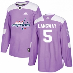 Mens Adidas Washington Capitals 5 Rod Langway Authentic Purple Fights Cancer Practice NHL Jersey 