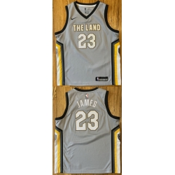 Men Cleveland Cavaliers  LeBron James Grey City Edition Stitched Basketball Jersey