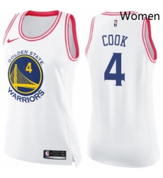 Womens Nike Golden State Warriors 4 Quinn Cook Swingman White Pink Fashion NBA Jersey Womens Nike Golden State Warriors 4 Quinn Cook Swingman White Pink Fashion NBA Jersey