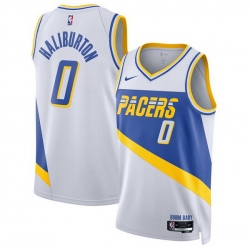 Men Indiana Pacers 0 Tyrese Haliburton White 2025 26 City Edition Stitched Basketball Jersey