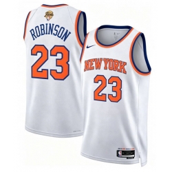 Men New Yok Knicks 23 Mitchell Robinson White  2026 Finals Patch Icon Edition Stitched Basketball Jersey