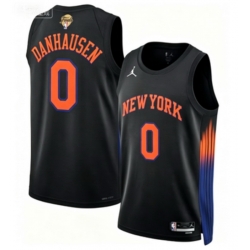 Men New York Knicks Danhausen #0 Black Stitched Basketball Jersey