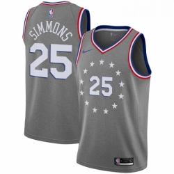 Mens Nike Philadelphia 76ers 25 Ben Simmons Swingman Gray NBA Jersey City Edition