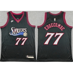 Youth Philadelphia 76ers 77 V  J  Edgecombe Black 2025 26 Classic Edition Stitched Jersey