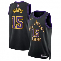 Men Los Angeles Lakers 15 Austin Reaves Black 2025 26 City Edition Stitched Basketball Jersey