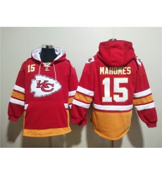 Men Kansas City Chiefs 15 Patrick Mahomes Red Lace Up Pullover Hoodie Men Kansas City Chiefs 15 Patrick Mahomes Red Lace Up Pullover Hoodie
