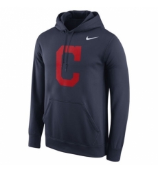 Men MLB Cleveland Indians Nike Logo Performance Pullover Hoodie Navy Men MLB Cleveland Indians Nike Logo Performance Pullover Hoodie Navy