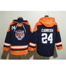 Men Detroit Tigers 24 Miguel Cabrera Navy Orange Lace Up Pullover Hoodie Men Detroit Tigers 24 Miguel Cabrera Navy Orange Lace Up Pullover Hoodie