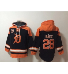 Men Detroit Tigers 28 Javier B E1ez Black Orange Lace Up Pullover Hoodie Men Detroit Tigers 28 Javier B E1ez Black Orange Lace Up Pullover Hoodie