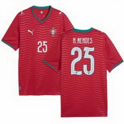 Men 25 Portugal Nuno Mendes Home Replica Jersey   1
