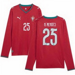 Men 25 Portugal Nuno Mendes Home Replica Jersey   2