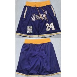 Men Los Angeles Lakers  24 Kobe Bryant Purple 2026 Shorts 